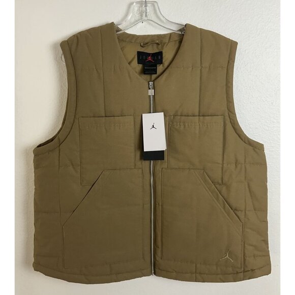 Nike Jordan Women's Quilted Vest Brown Kelp FB5192-395 Loose Fit Size Large NWT - Picture 11 of 12
